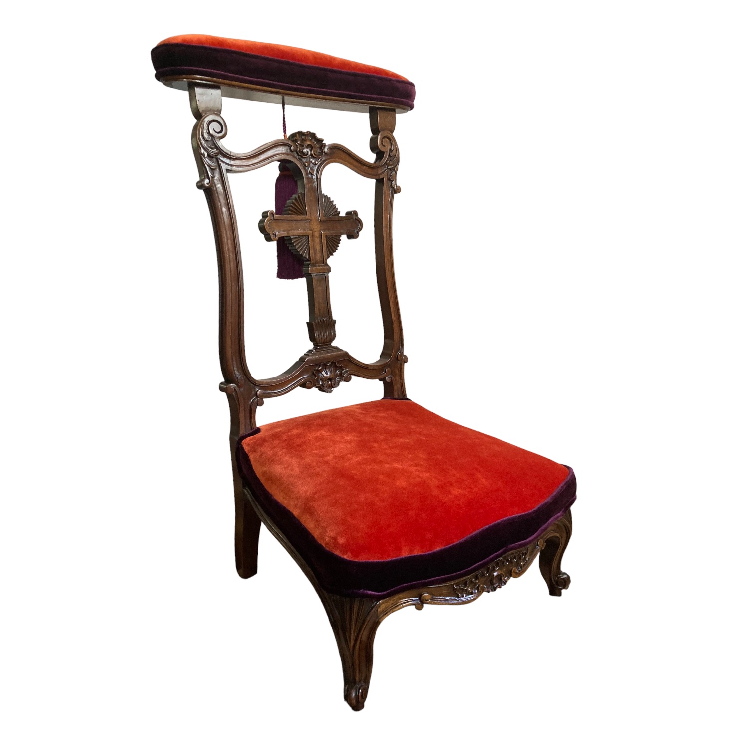 French 19th Century Walnut Louis XV Style Prie Dieu/ Prayer Chair