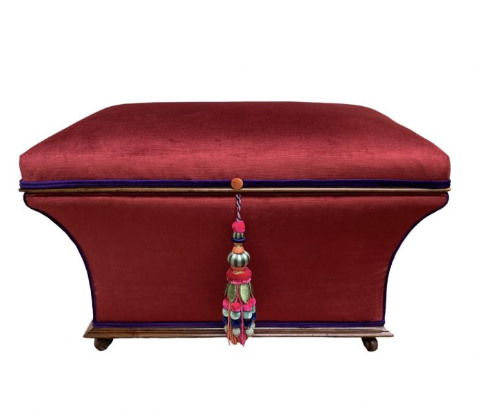 Large Victorian Concave Ottoman in Mahogany by Bouncing Hare Creations