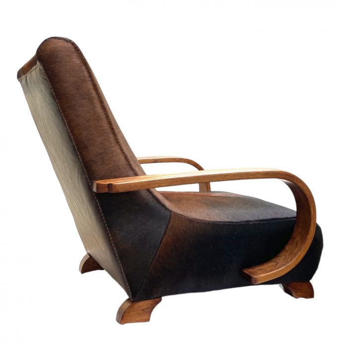 Art Deco Bentwood Armchair In South American Cowhide