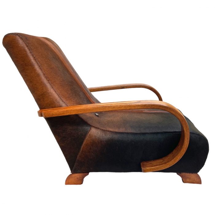 Art Deco Bentwood Armchair In South American Cowhide