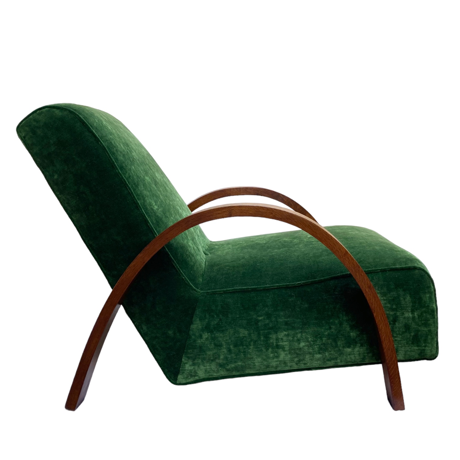 Art Deco Modernist Oak Bentwood Armchair By Heals Of London Fully Restored And Upholstered In Sumptuous Velvet By Linwood