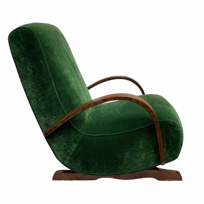 Art Deco Bentwood Rocking Chair – Fully Restored in Linwood Velvet with Optional Luxurious Silk Tassel