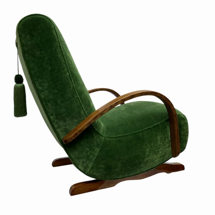Art Deco Bentwood Rocking Chair – Fully Restored in Linwood Velvet with Optional Luxurious Silk Tassel
