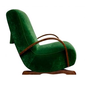 Art Deco Bentwood Rocking Chair – Fully Restored in Linwood Velvet with Optional Luxurious Silk Tassel